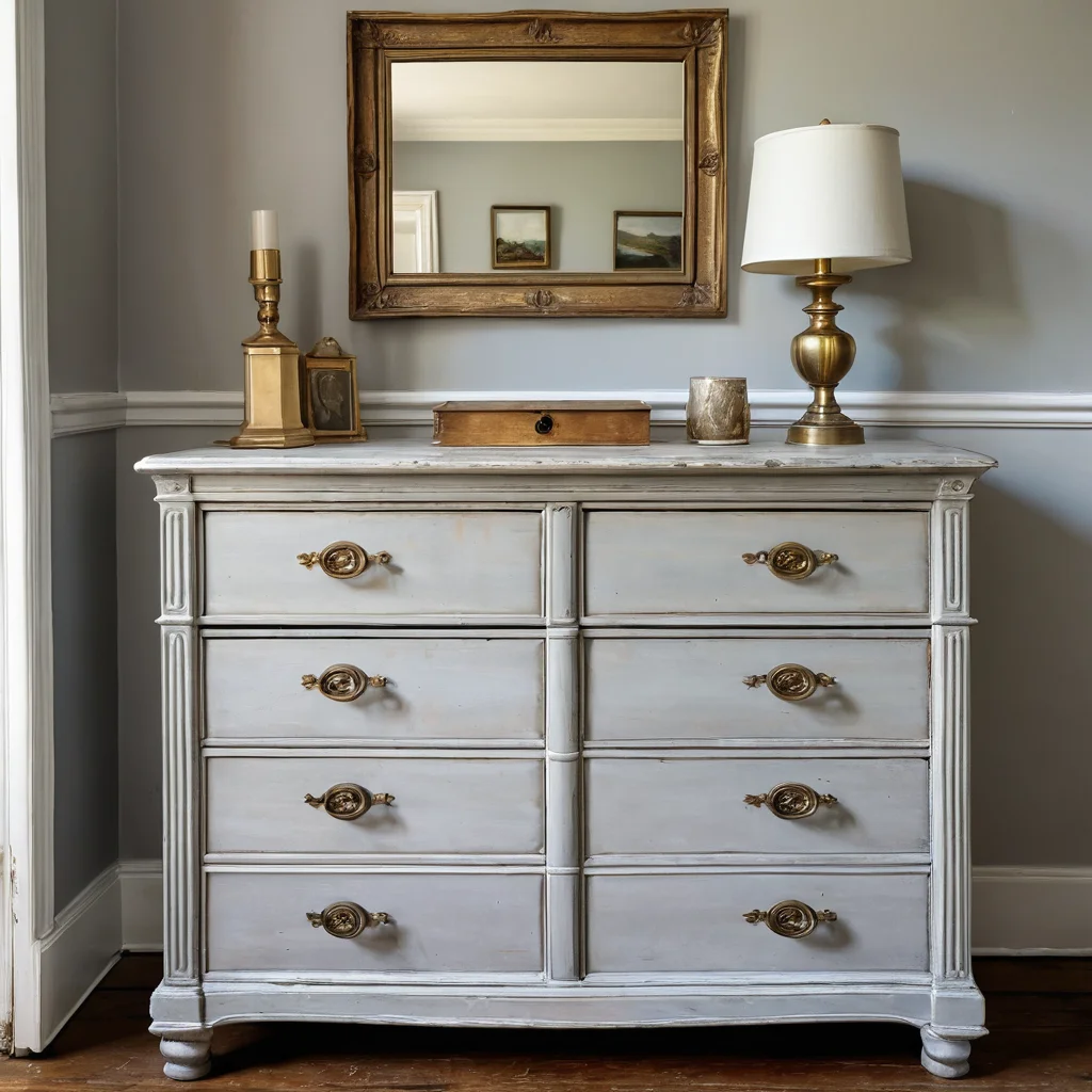 Изображение 'до и после', демонстрирующее поразительное преображение старого обшарпанного комода в стильный современный предмет интерьера с новой фурнитурой и свежей покраской, вдохновляя на реставрацию мебели своими руками.