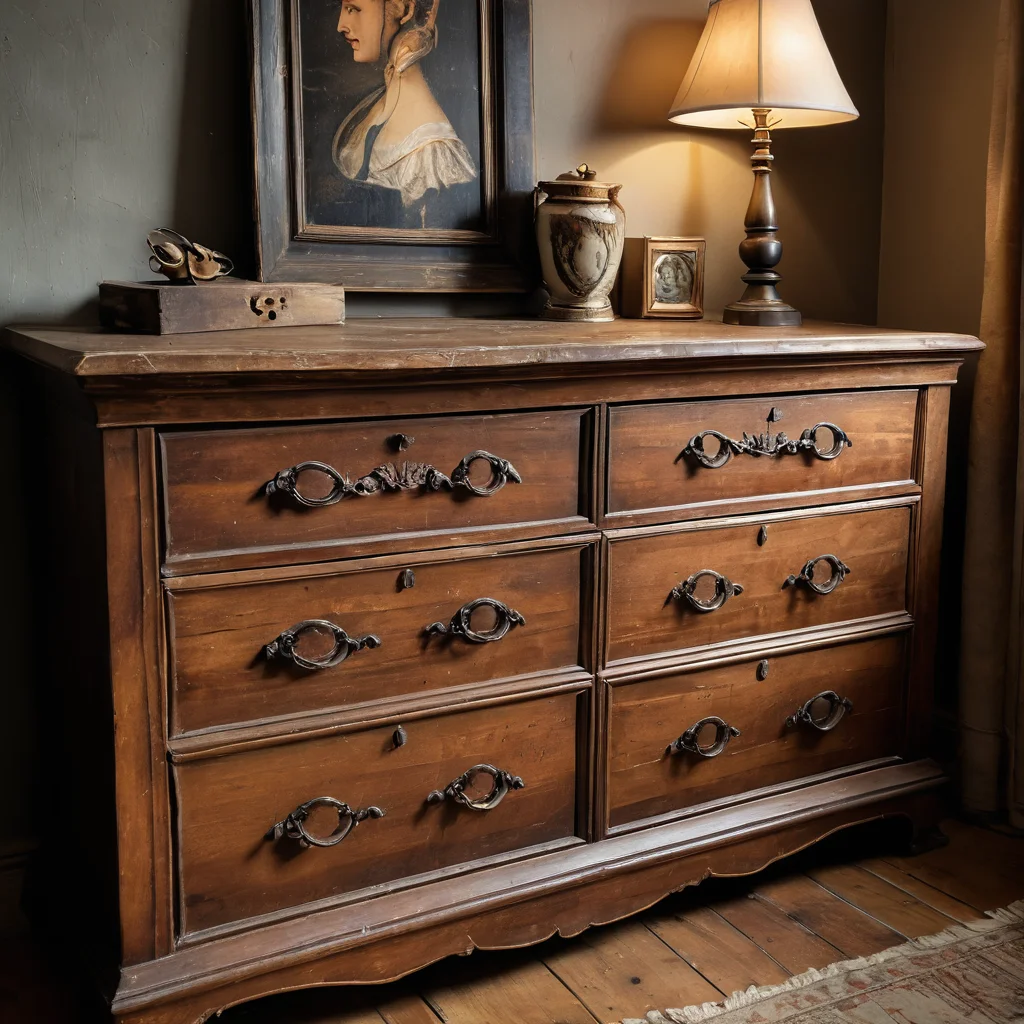 Крупный план поврежденной части старинного комода, демонстрирующей типичную ошибку новичка при реставрации, например, неправильную технику шлифовки или повреждение поверхности.