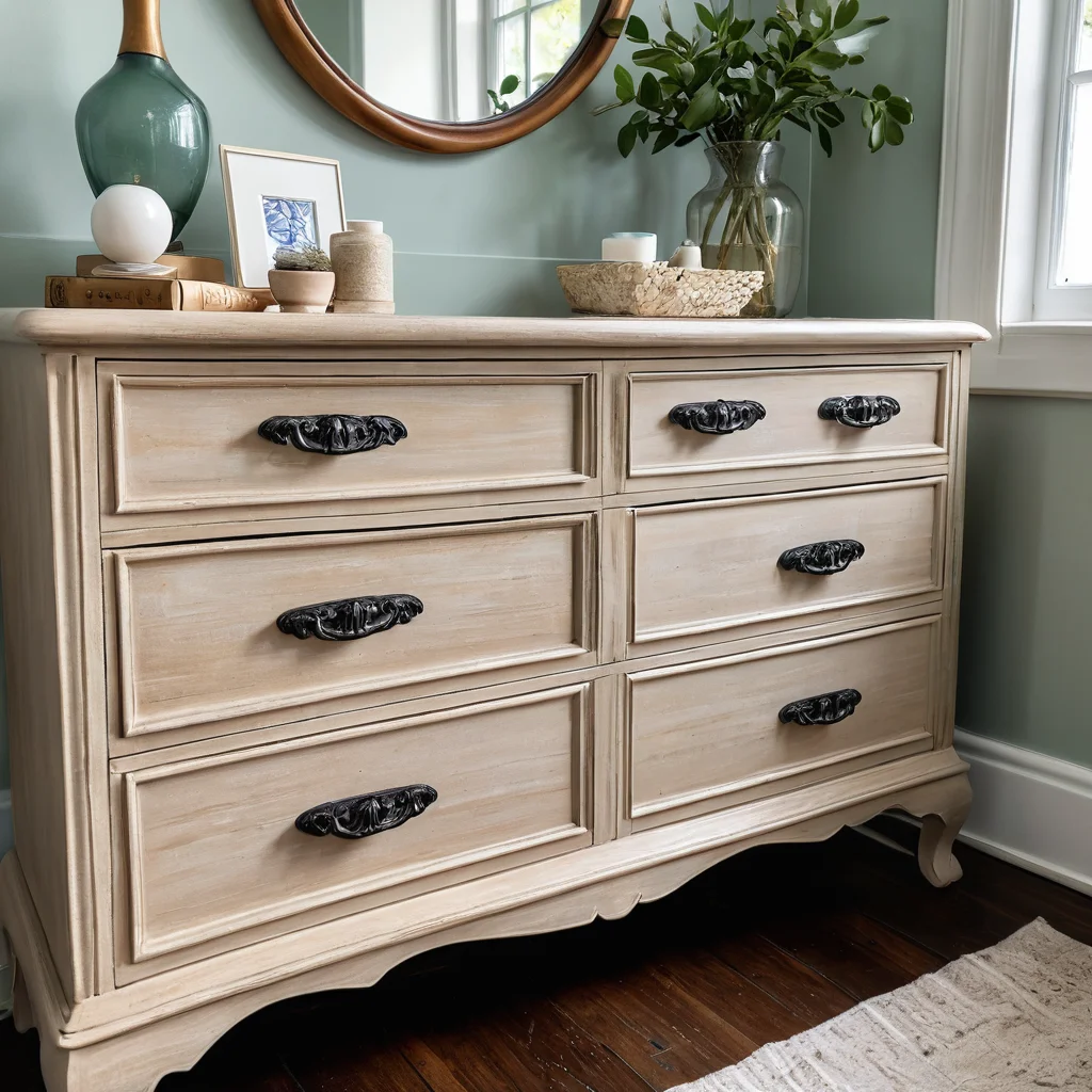 Руки, аккуратно наносящие финишное водоотталкивающее покрытие или декоративную краску на переделанную тумбу из комода, рядом кисти и палитра, подчеркивающие этап декора и защиты от влаги.