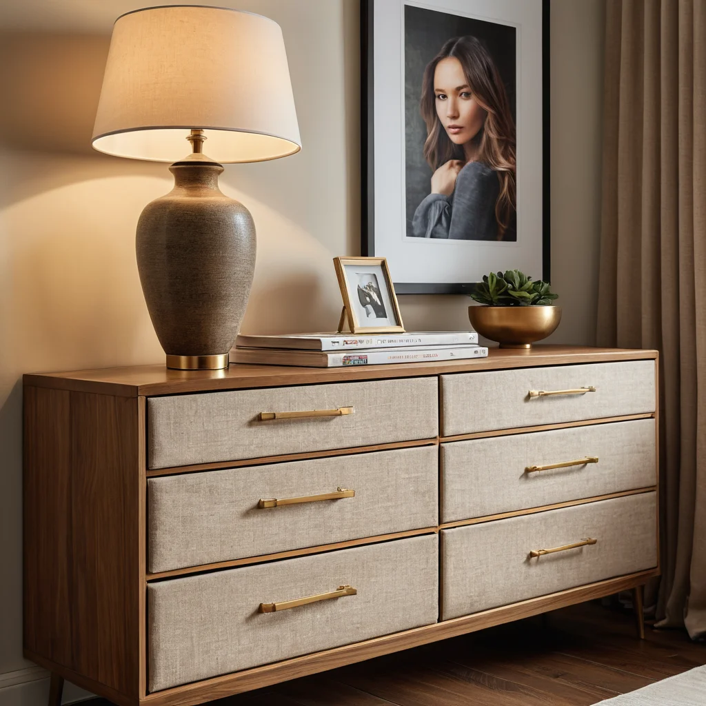 Открытый ящик комода с внутренней отделкой из обоев с нежным цветочным узором, создающий ощущение уюта и волшебства преображения интерьера.