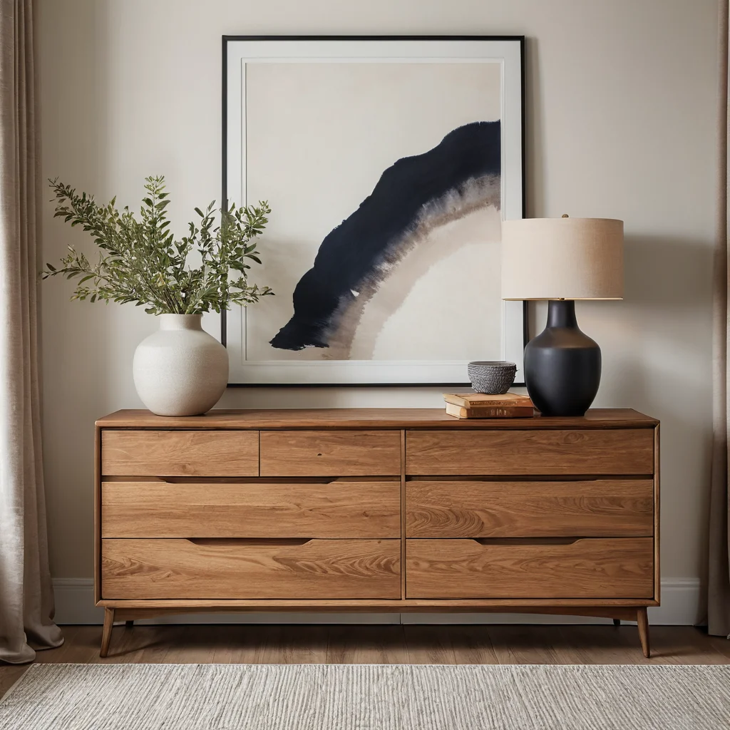 Изящный комод с новыми ручками, идеально гармонирующими с общим стилем современного интерьера комнаты, демонстрируя, как правильный подбор фурнитуры заставляет мебель заиграть по-новому.