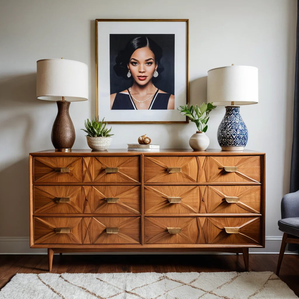 Вдохновляющая идея 'До и После' для комода, демонстрирующая стильное перевоплощение из старой мебели в современный акцентный предмет, как пример для вашей переделки.