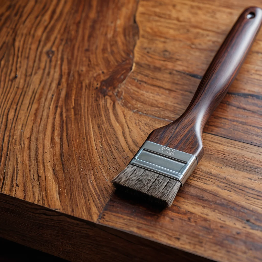 Детальный крупный план поверхности древесины после браширования, отчетливо показывающий выраженную текстуру годовых колец и состаренный эффект, объясняющий суть техники и ее идеальность для преображения мебели.