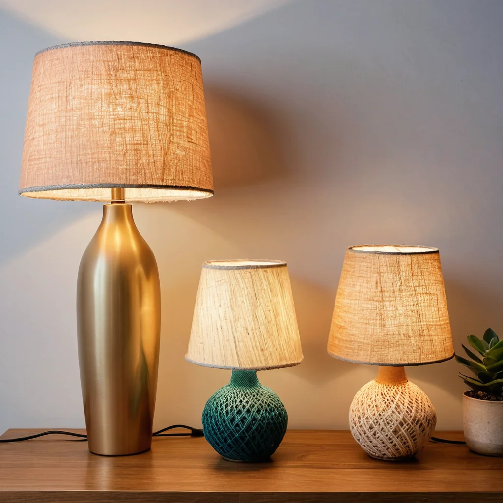 Сравнение двух абажуров из ниток: один выглядит неаккуратно и дешево, другой — стильный и аккуратный, иллюстрирующее частые ошибки при создании своими руками.