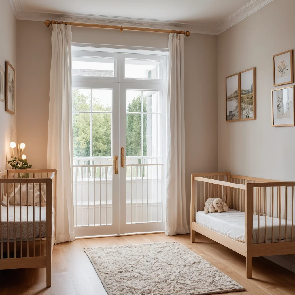 Детская комната с безопасными воротами и скругленными краями мебели, а также ванная комната для пожилых с поручнями, демонстрирующие особые зоны внимания к безопасности.