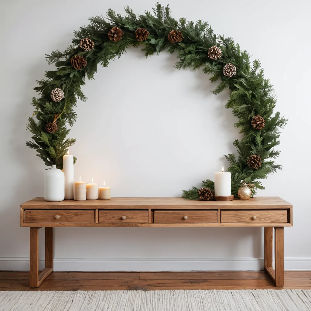 Бюджетный новогодний декор, например, гирлянда из натуральных материалов, гармонично вписанная в современный минималистичный интерьер, показывающая, как адаптировать самодельные украшения под любой стиль.