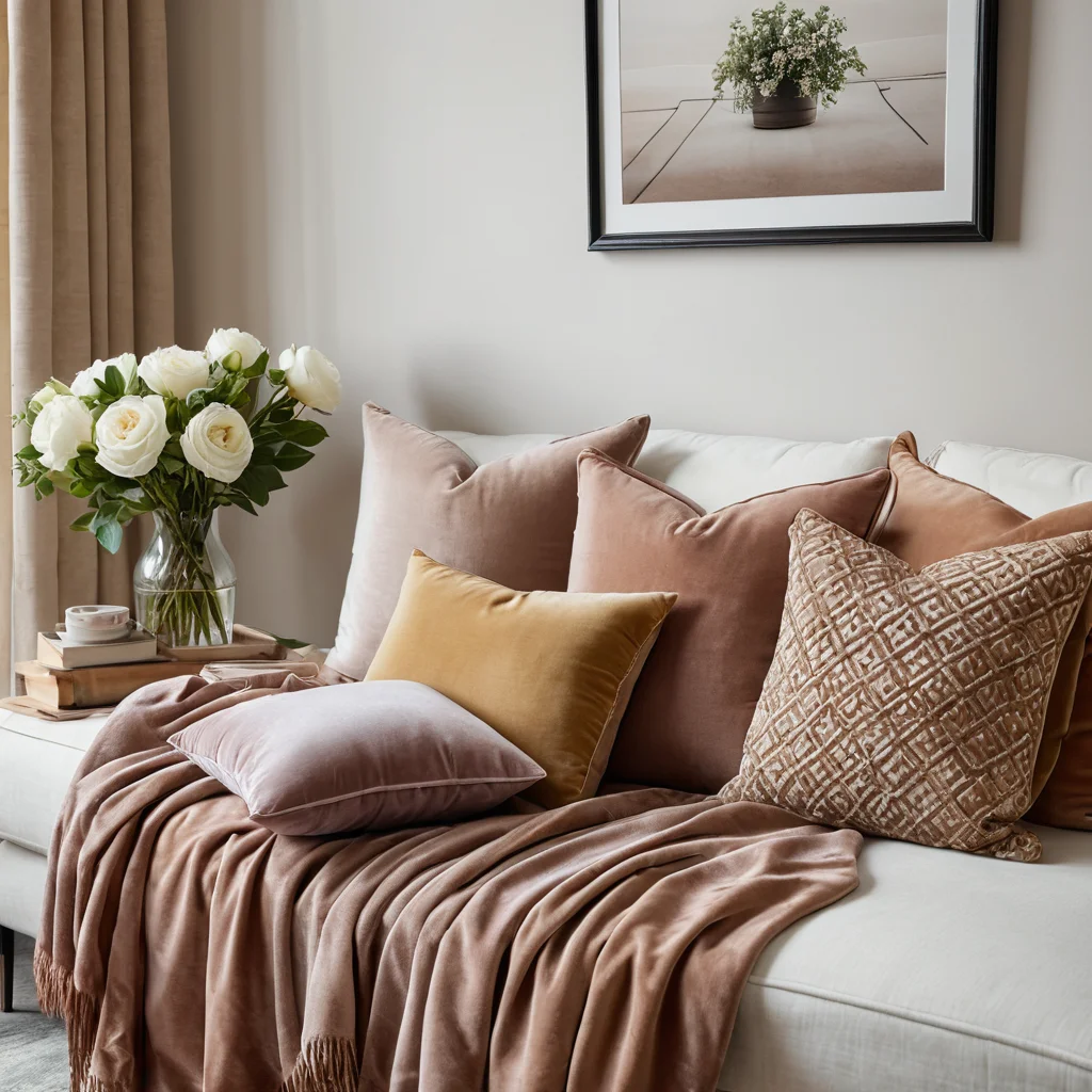Недорогой текстиль, создающий ощущение роскоши: многослойные пледы и бархатные подушки, элегантно расположенные в интерьере, в стиле H&M Home.