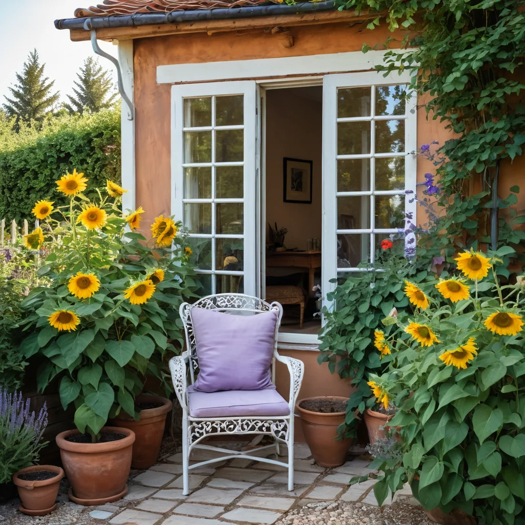 Изображение демонстрирующее сравнение двух дачных стилей: слева уютный уголок в рустик стиле с деревянной мебелью и дикими цветами, справа - романтический пейзаж в стиле Прованс с полями лаванды и коваными элементами, помогающее выбрать идеальный дачный декор для вашего участка.