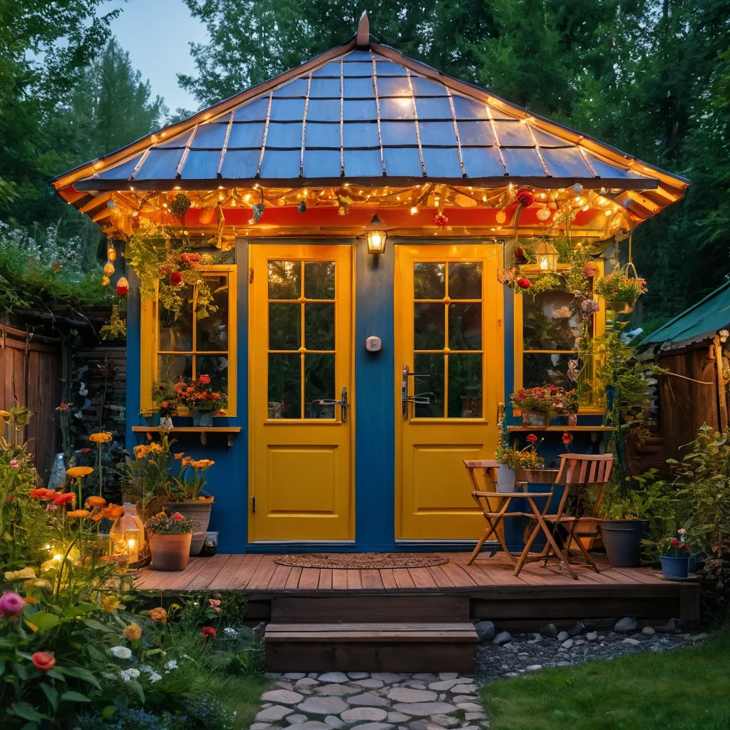 Сказочный дачный уголок, преображенный с помощью разнообразного декора из пластиковых бутылок, создающий вдохновляющую атмосферу и показывающий потенциал творческого преображения.