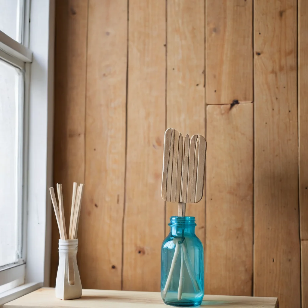 Крупный план детали DIY-декора из палочек от мороженого с частой ошибкой новичков: излишки горячего клея и неаккуратные стыки. Изображение служит иллюстрацией к разделу о том, как избежать типичных ошибок при работе с палочками.