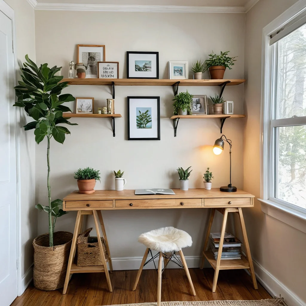 Композиция, демонстрирующая лайфхаки для экономии на DIY-декоре: например, использование старых журналов для текстуры, природных элементов или необычных способов крепления.