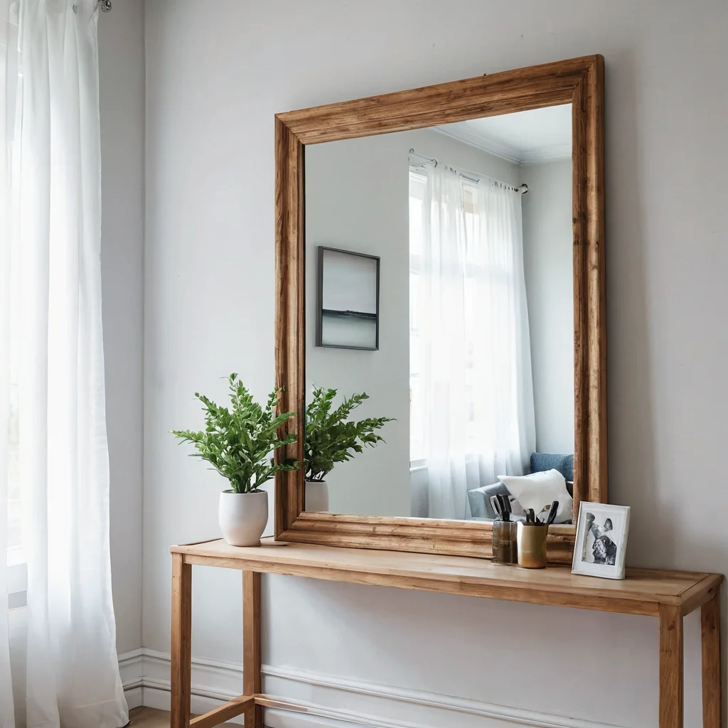 Безрамное зеркало с инновационным и бюджетным DIY декором, использующим неожиданные материалы для создания 'вау-эффекта', демонстрируя лайфхаки главного декоратора для экономии и стиля.