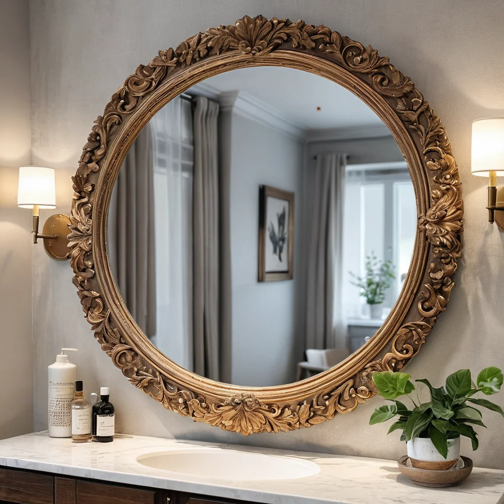 Детальный вид на безрамное зеркало с аккуратным DIY декором из текстурных материалов, демонстрирующий, как избежать 'дешевого' вида и создать стильное, дорого выглядящее преображение.