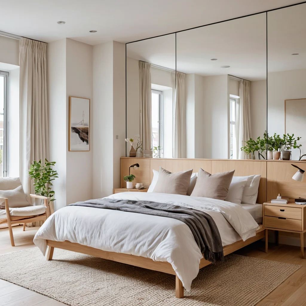 Фотореалистичный интерьер светлой студии с нейтральной цветовой палитрой, обилием естественного света, многоуровневым освещением и текстурными акцентами для визуального расширения пространства.