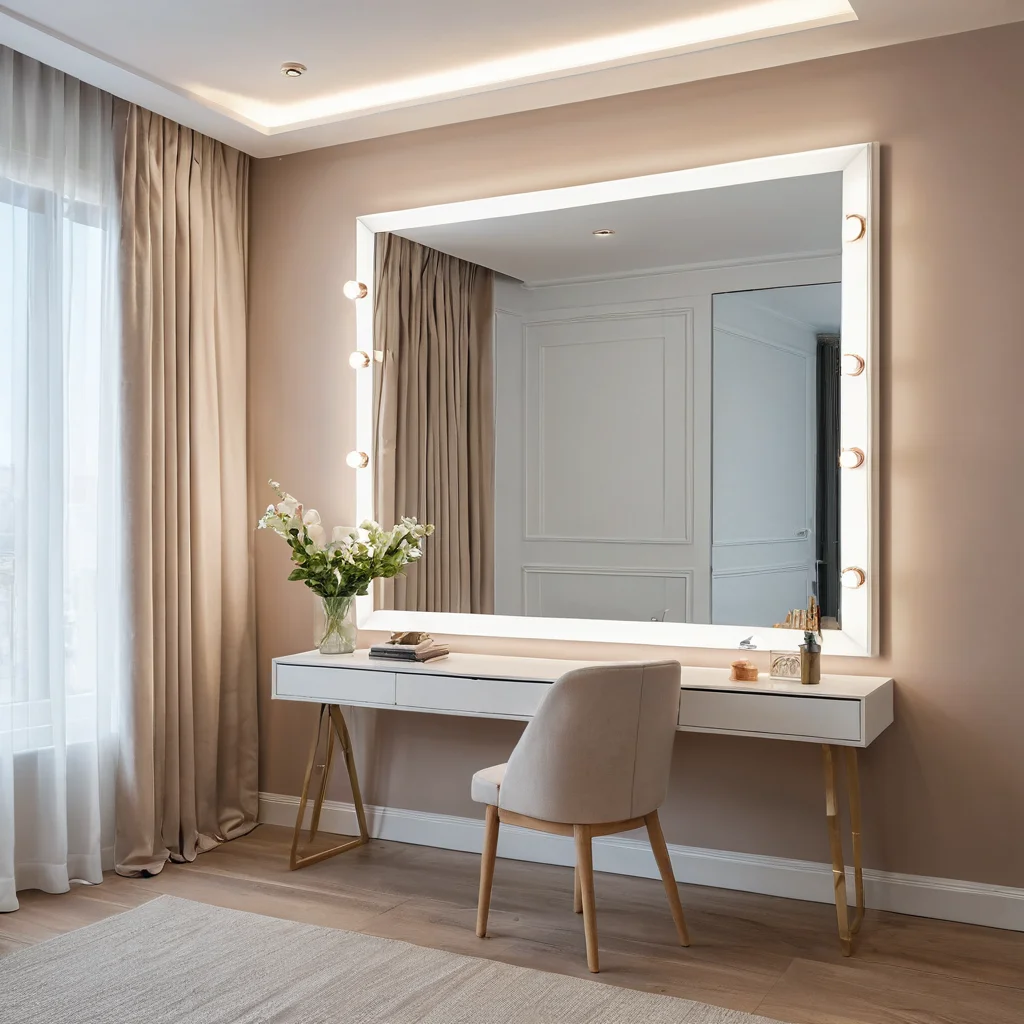 Применение оптических иллюзий для визуального расширения студии 25 кв. м: зеркала, грамотное освещение и светлая цветовая гамма создают эффект простора.