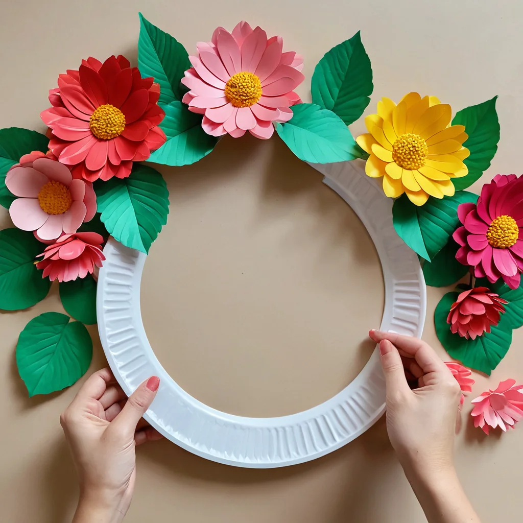 Крупный план рук, аккуратно вырезающих детали из одноразовой бумажной тарелки для создания праздничной гирлянды, иллюстрирующий один из пошаговых мастер-классов по поделкам из одноразовой посуды для вечеринки.