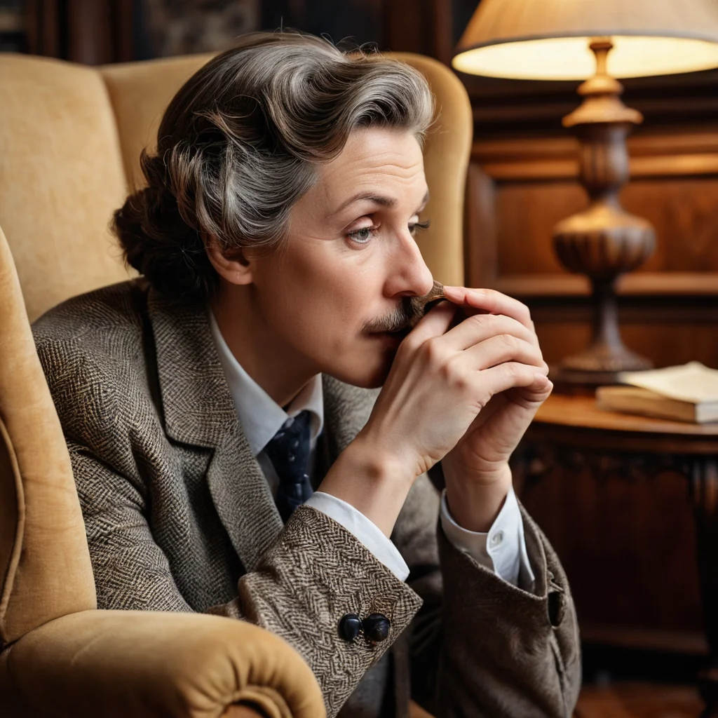 Крупный план: человек внимательно осматривает и нюхает старое кресло с тканевой обивкой, пытаясь определить источник неприятного запаха. Диагностика запаха мебели для эффективного устранения 'корня зла'.