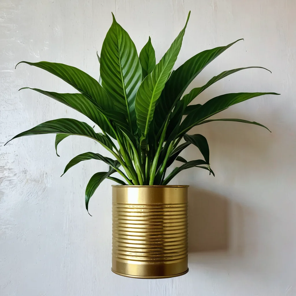 Крупный план креативного лайфхака для декора: стильный цветочный горшок из переделанной консервной банки или ваза из бутылки, окрашенной своими руками, символизирующие супер-экономию до 500 рублей для обновления интерьера.