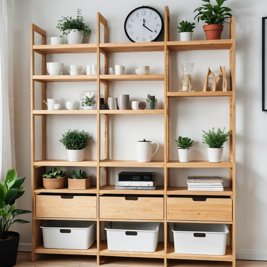 Функциональное преображение бюджетного стеллажа IKEA путем добавления полок, ящиков и разделителей для DIY-организации пространства.