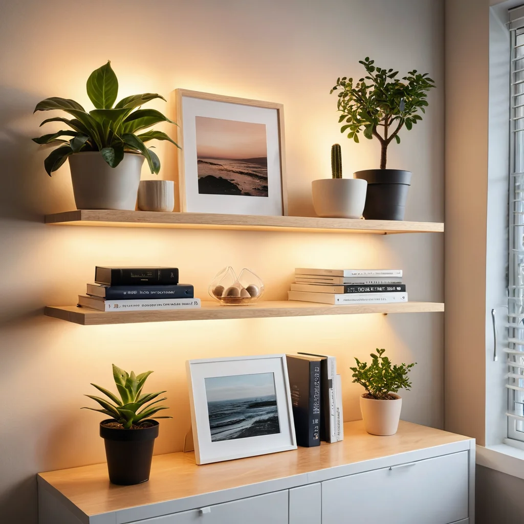 Готовый уникальный стеллаж IKEA, демонстрирующий результат DIY-кастомизации и создающий уют в интерьере.