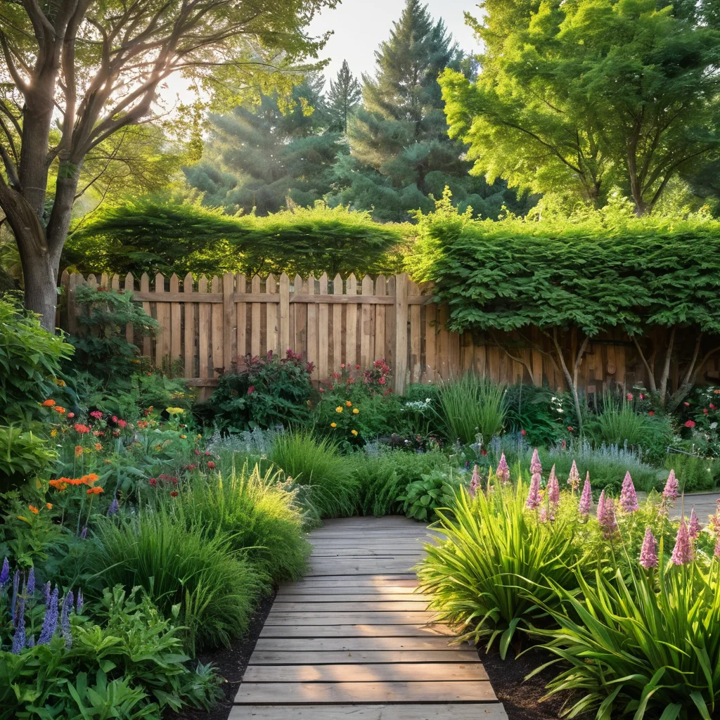 Фотореалистичное изображение рабочего процесса над дизайном арт-забора: на столе лежат эскизы, карандаши, образцы мозаики и деревянных планок, демонстрируя этапы от идеи до воплощения.