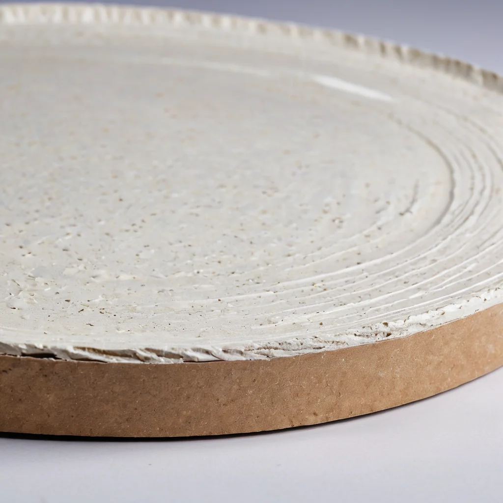 Почти готовая тарелка из папье-маше после сушки и шлифовки, с идеально гладкой поверхностью, полностью подготовленная к этапу декорирования и художественного оформления.