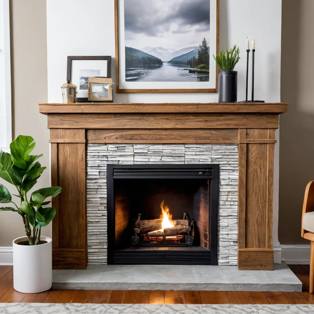 Лайфхаки для супер-экономного декоративного камина: текстура, созданная из старых газет, окрашенная в светлый оттенок, и использование подручных материалов для украшения, демонстрирующие креативные способы сделать DIY-камин еще дешевле и эффектнее.