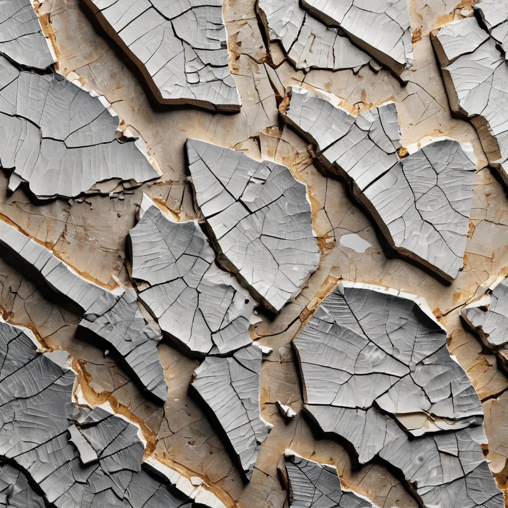 Крупный план декупажной поверхности с неудавшимся кракелюром: видны неравномерные трещины, отслоения и общие ошибки в технике, иллюстрирующие частые проблемы при создании эффекта состаривания.