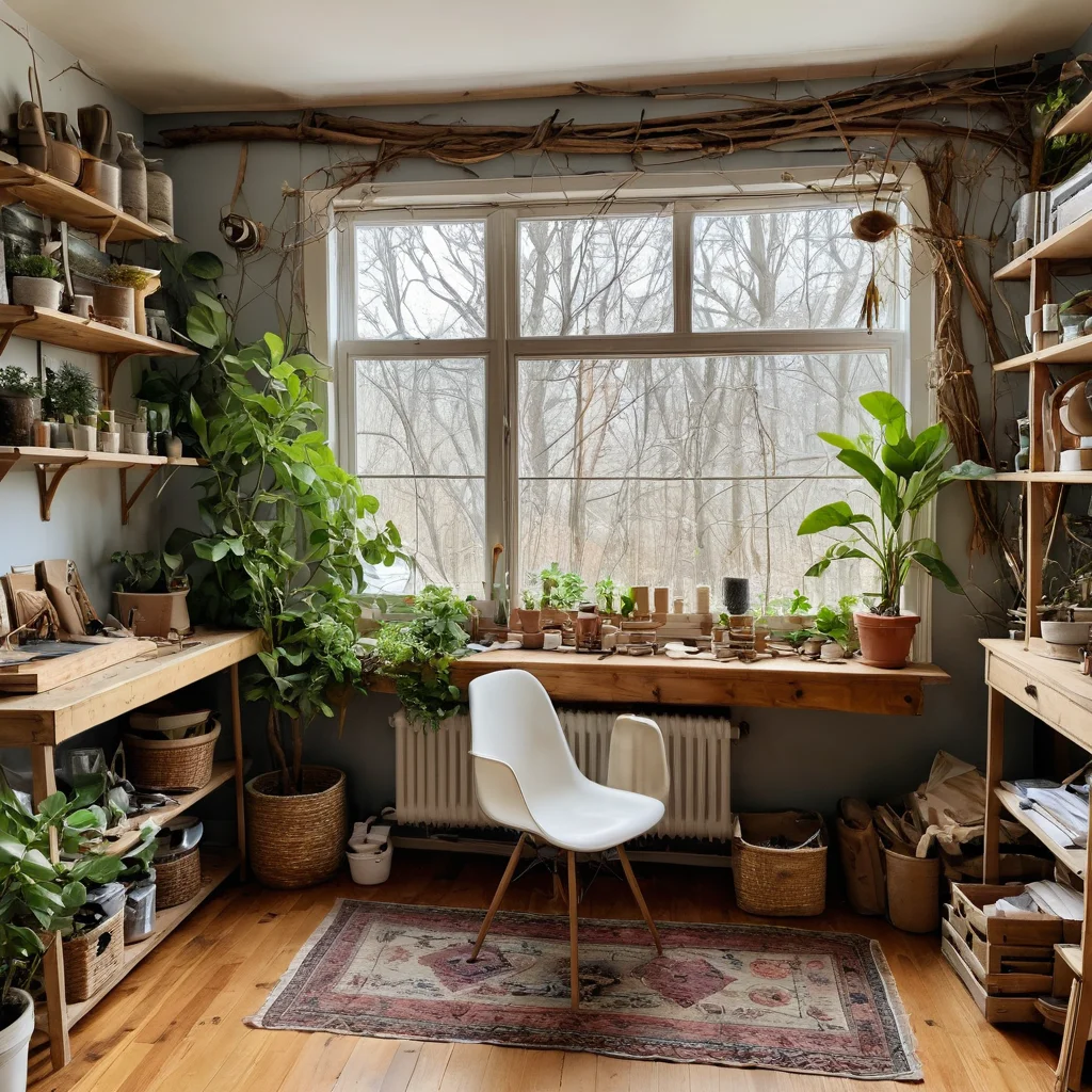 Набор лайфхаков для суперэкономии: креативно разложенные вторичные материалы для ловца снов, такие как старые ткани, упаковочный картон, опавшие ветки и перья, демонстрирующие возможности бесплатного и экологичного получения сырья для декора.