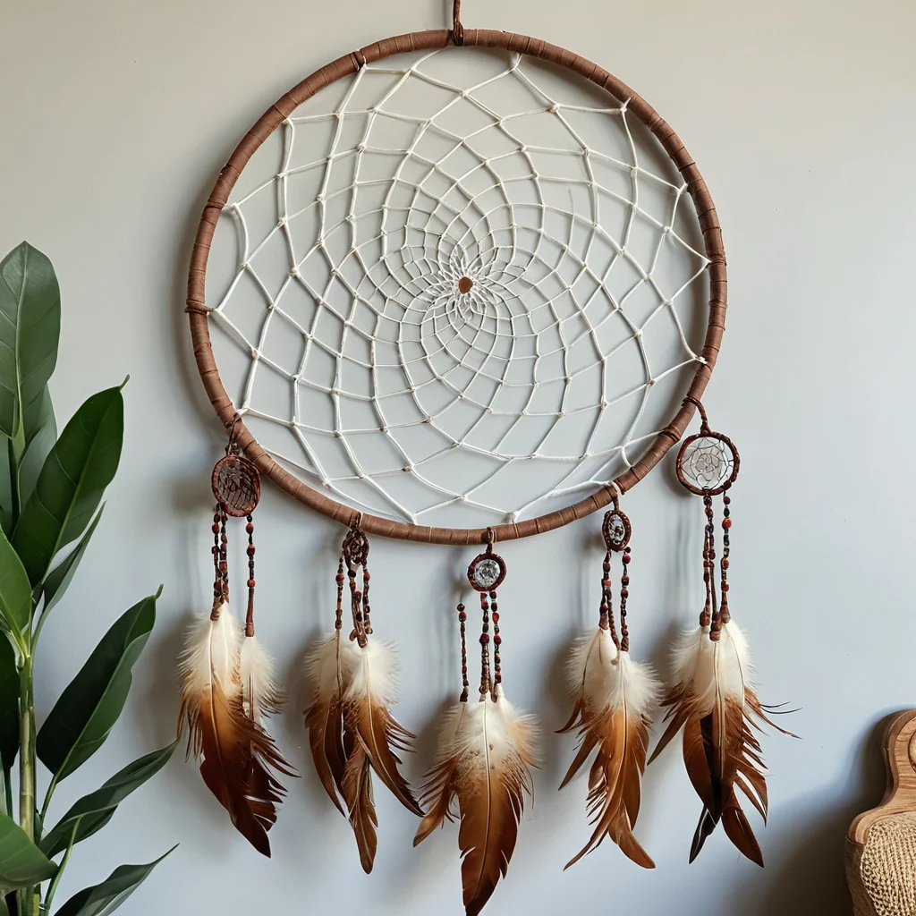 Уникальный и персонализированный ловец снов, служащий вдохновляющим аккордом для уютного дома, подчеркивает индивидуальность и творческое самовыражение мастера, делая интерьер неповторимым и осмысленным.