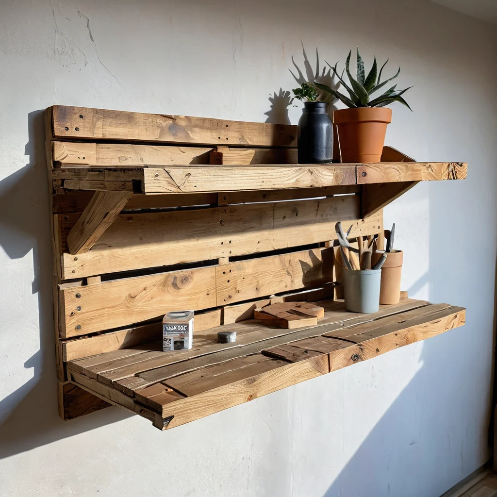 Стол мастера, на котором наглядно показаны типичные ошибки при работе с паллетами: неровные срезы, торчащие гвозди, демонстрируя, как их избежать.