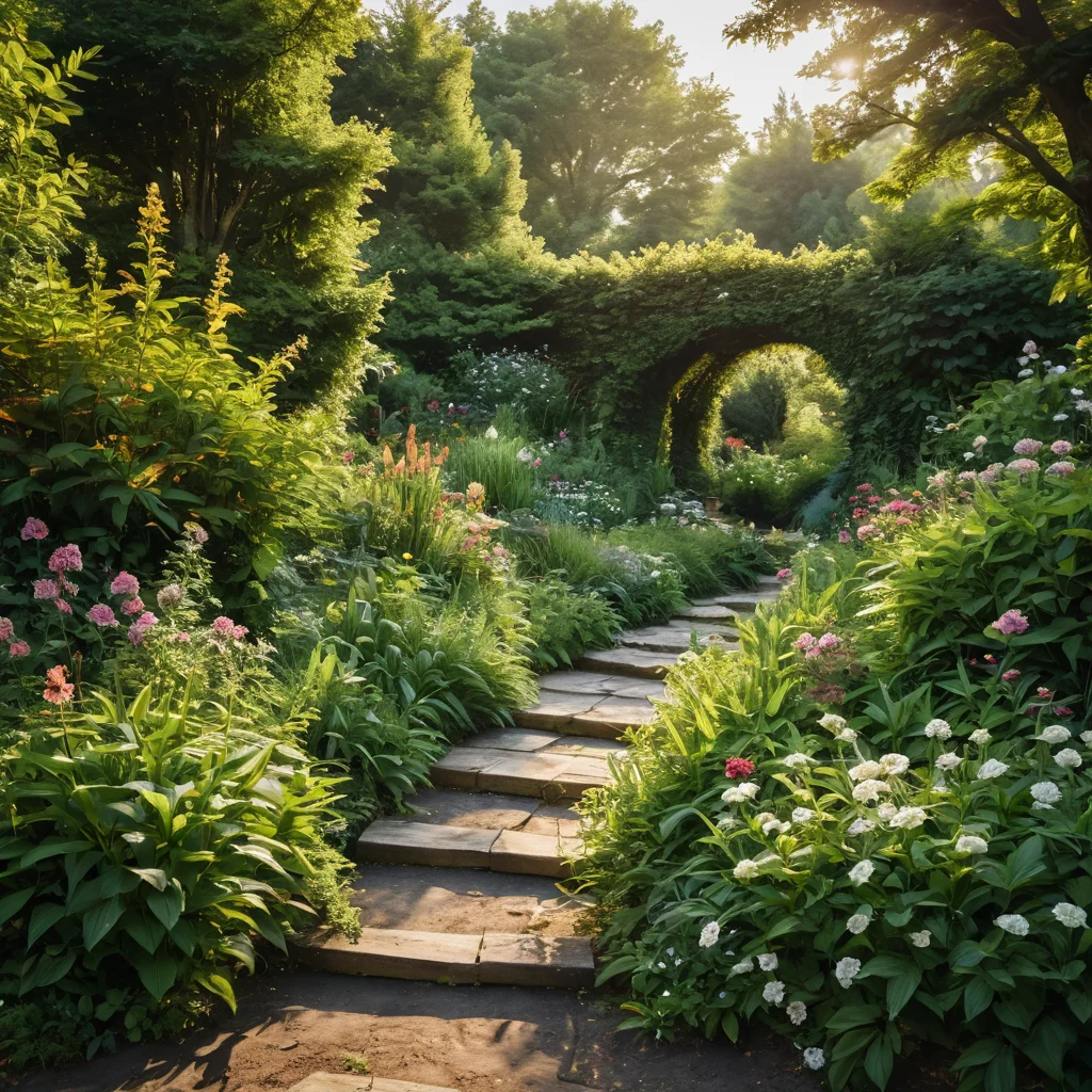 Пример неудачной цветочной реки с переросшими растениями и неправильным подбором, иллюстрирующий частые ошибки в садоводстве.