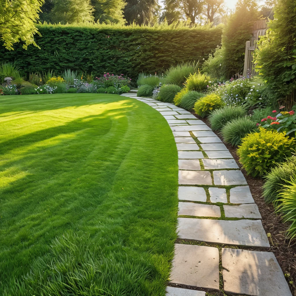 Участок спортивного газона с признаками переувлажнения, желтеющая трава и уплотненная почва, демонстрирующие распространенные ошибки в уходе, четко выделяющиеся на фоне здорового газона при дневном свете.