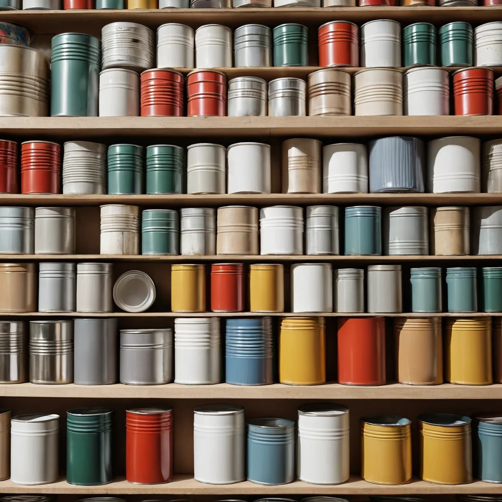 Набор пустых жестяных банок и стеклянных баночек, ножницы, клей, кисти и кусок картона, символизирующие материалы для бесплатного создания DIY-декора, фотореалистичное изображение.