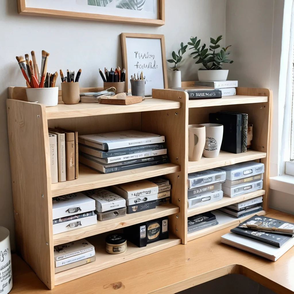 Неудачный самодельный органайзер из банок с криво приклеенными деталями и неаккуратной покраской, выглядящий дешево и неупорядоченно, в сравнении с аккуратным, фотореалистичное изображение.