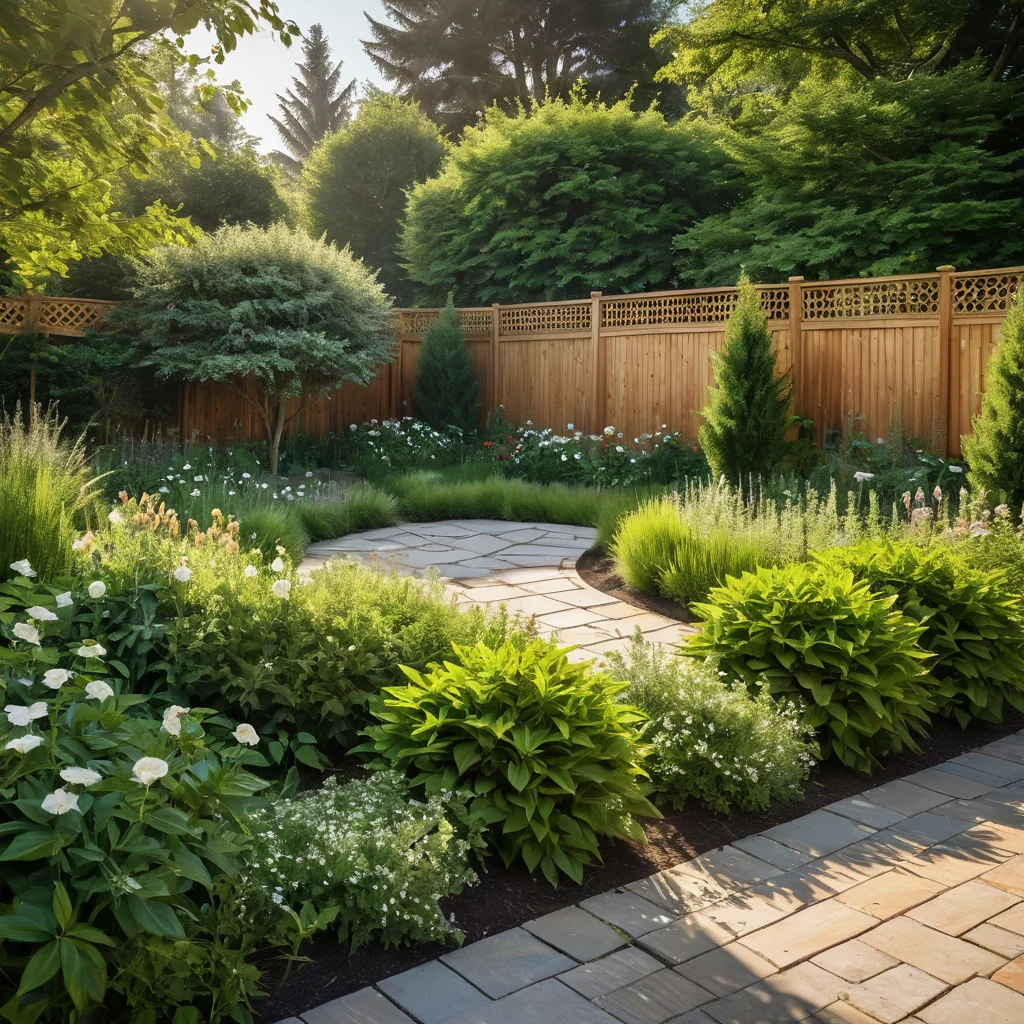 План сада с обозначением розы ветров и акустических зон, демонстрирующий правильное местоположение для установки звукового забора для оптимального звучания.