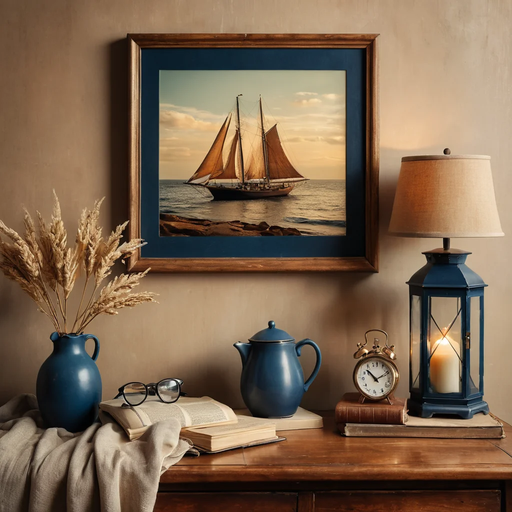 Композиция из винтажных предметов в приглушенной, теплой цветовой палитре с оттенками сепии и охры, служащая якорем памяти для вечера воспоминаний.