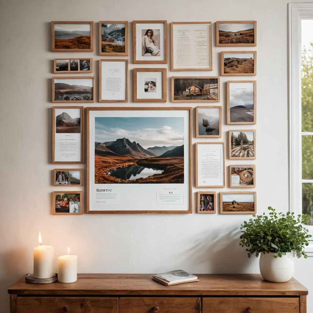 Разделенное изображение: слева – 'стена воспоминаний' с фотографиями и сувенирами, справа – 'доска достижений' с сертификатами и наградами, демонстрирующие разные цели дизайна.