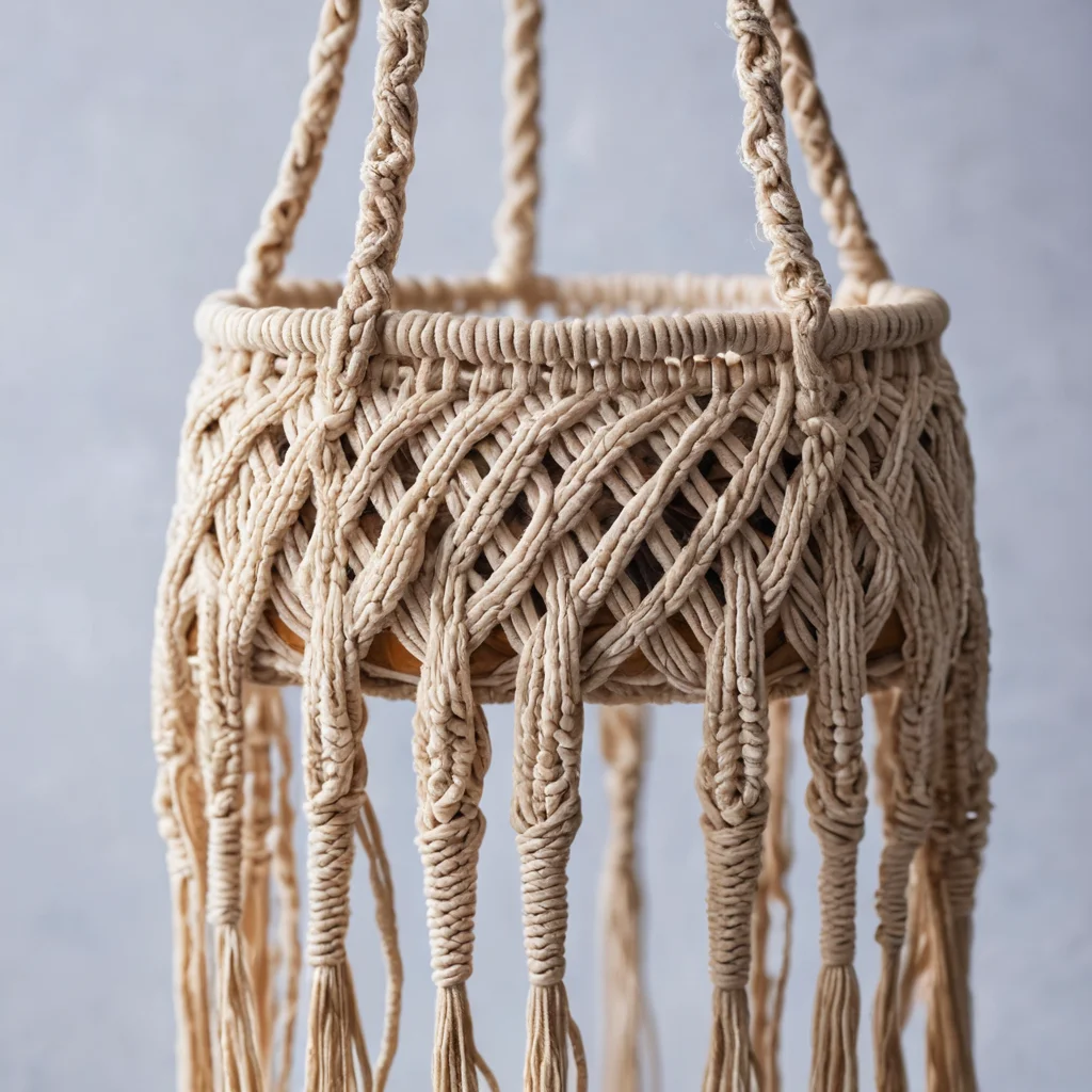 Крупный план макраме-панно с типичными ошибками новичков: неровные узлы, ослабленное натяжение нитей, спутанные концы, демонстрирующий проблему и необходимость внимательного подхода к узелковому плетению, с возможностью визуальной демонстрации, как избежать таких недочетов в макраме.