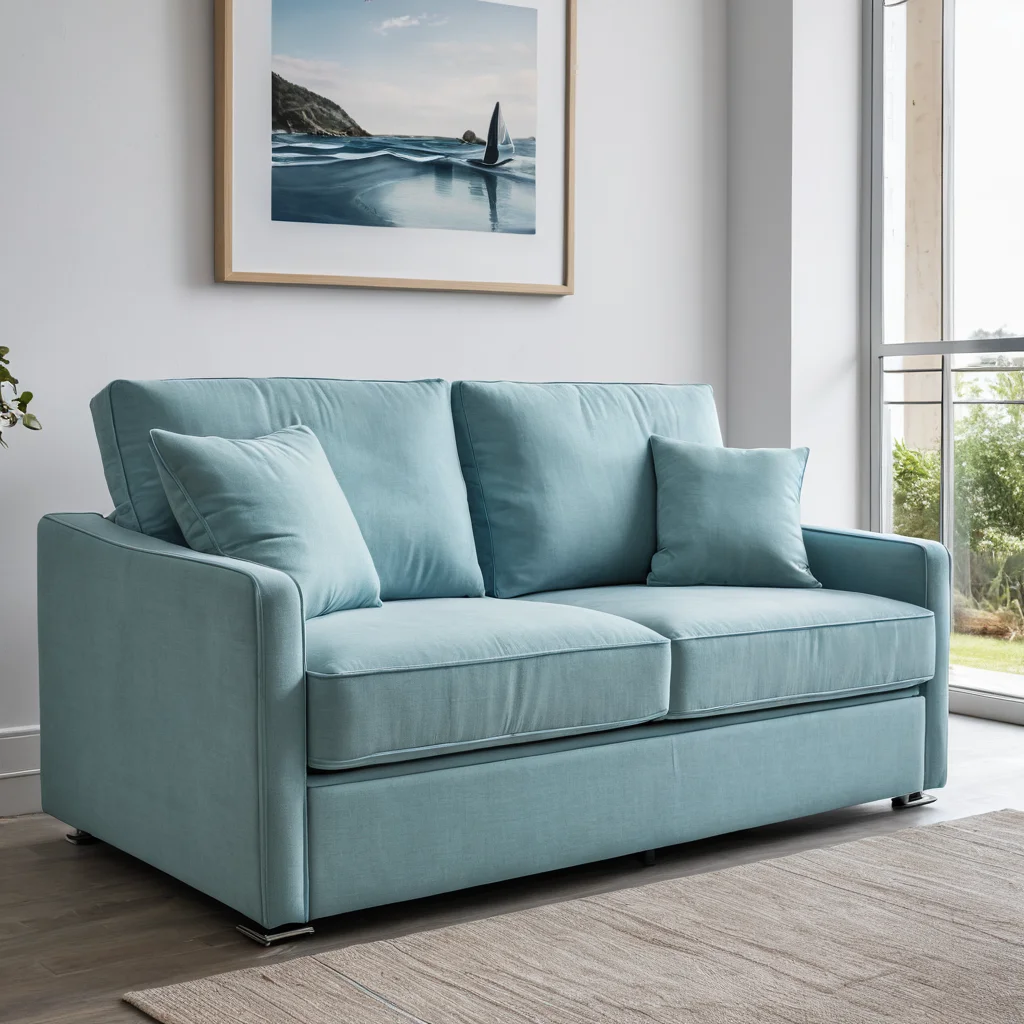 Детальный снимок механизма трансформации вперед ('еврокнижка' или 'дельфин') компактного дивана, демонстрирующий простоту использования и надежность конструкции в интерьере.