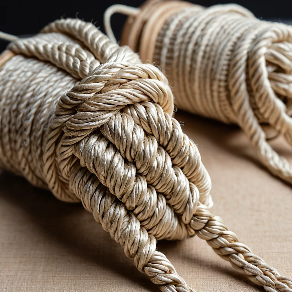 Композиция, демонстрирующая исторические корни макраме, различные виды базовых узлов (например, квадратный узел, репсовый узел) и материалы, подчеркивая, почему плетение кашпо является идеальным стартом для начинающих в макраме.