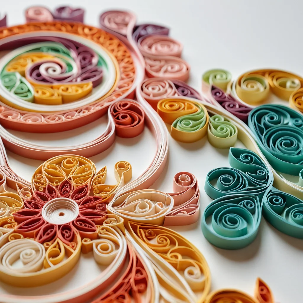 Изящная композиция из бумажных спиралей и узоров, демонстрирующая историческую красоту и очарование искусства квиллинга, его первые шаги в бумагокручении.