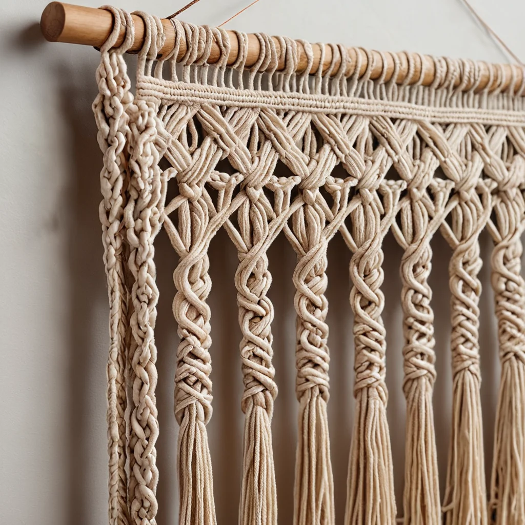 Изображение демонстрирует красоту и историю макраме, показывая руки, искусно переплетающие натуральные нити, что подчеркивает его доступность для новичков и универсальность в ремесле.