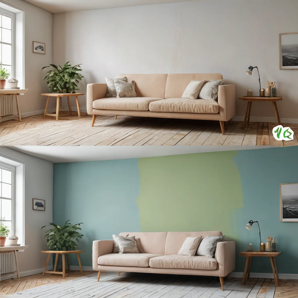 Фотореалистичное сравнение 'до и после', иллюстрирующее типичные ошибки при доработке IKEA-декора, такие как незавершенные проекты и неаккуратная покраска, на фоне загроможденного пространства.