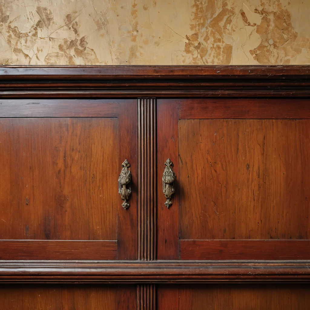 Крупный план участка старого бабушкиного серванта, демонстрирующего типичные ошибки реставрации: неравномерно нанесенная краска и незашлифованные дефекты. Изображение служит предупреждением о важности тщательной подготовки при обновлении мебели в стиле прованс.