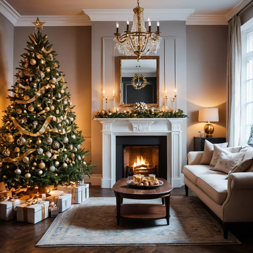 Элегантно оформленное новогоднее пространство, где декор балансирует на грани изобилия, показывая распространенные ошибки в перегрузке, но сохраняя стиль и праздничную атмосферу без хаоса.