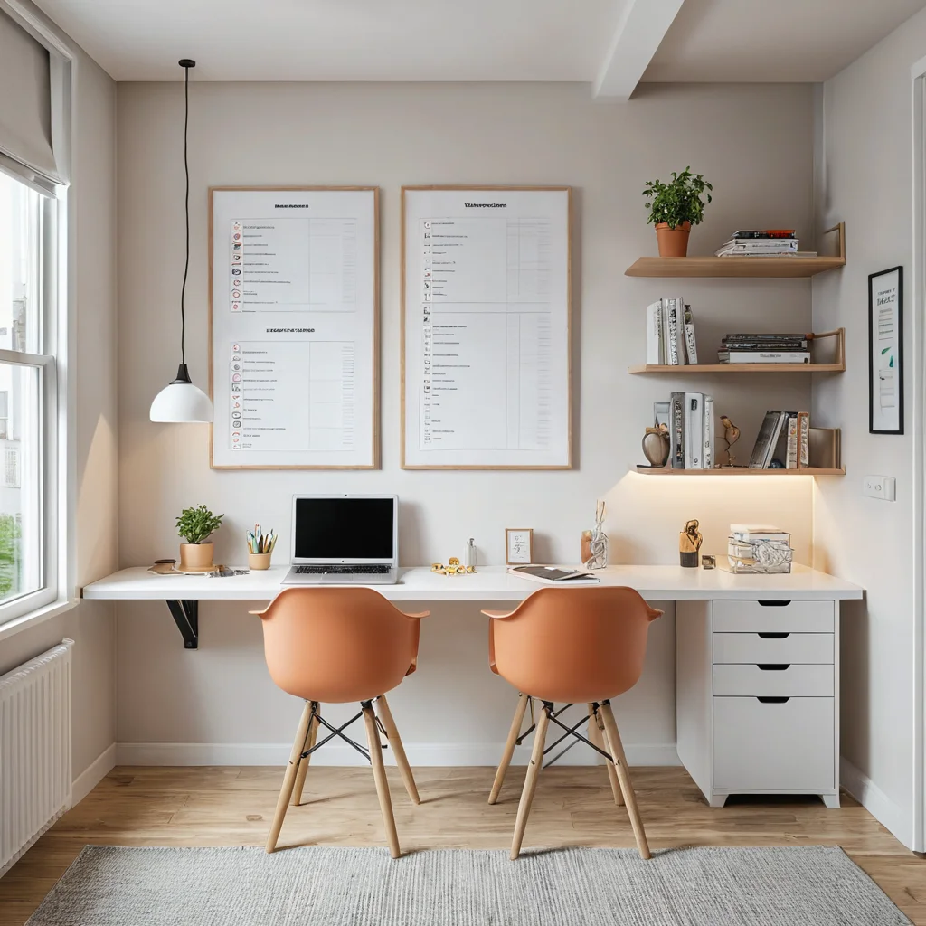 Фотореалистичное изображение уголка для игры в настольный хоккей в компактной квартире, где на стене висит чек-лист, а общее пространство организовано и готово к игре, создавая атмосферу мини-стадиона.