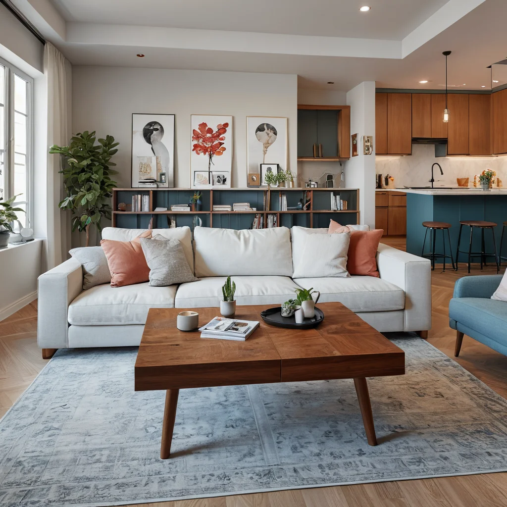 Фотореалистичное изображение захламленной гостиной в маленькой квартире с неподходящим по размеру столом для настольного хоккея, плохим освещением и отсутствием систем хранения, иллюстрирующее типичные ошибки организации игрового пространства.