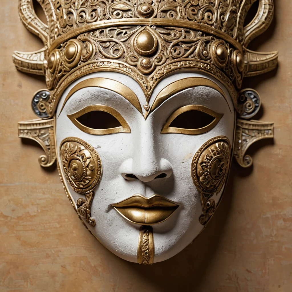 Исторический обзор папье-маше: древняя маска из папье-маше рядом с современной скульптурой, символизирующая развитие ремесла и разнообразие двух классических методов.