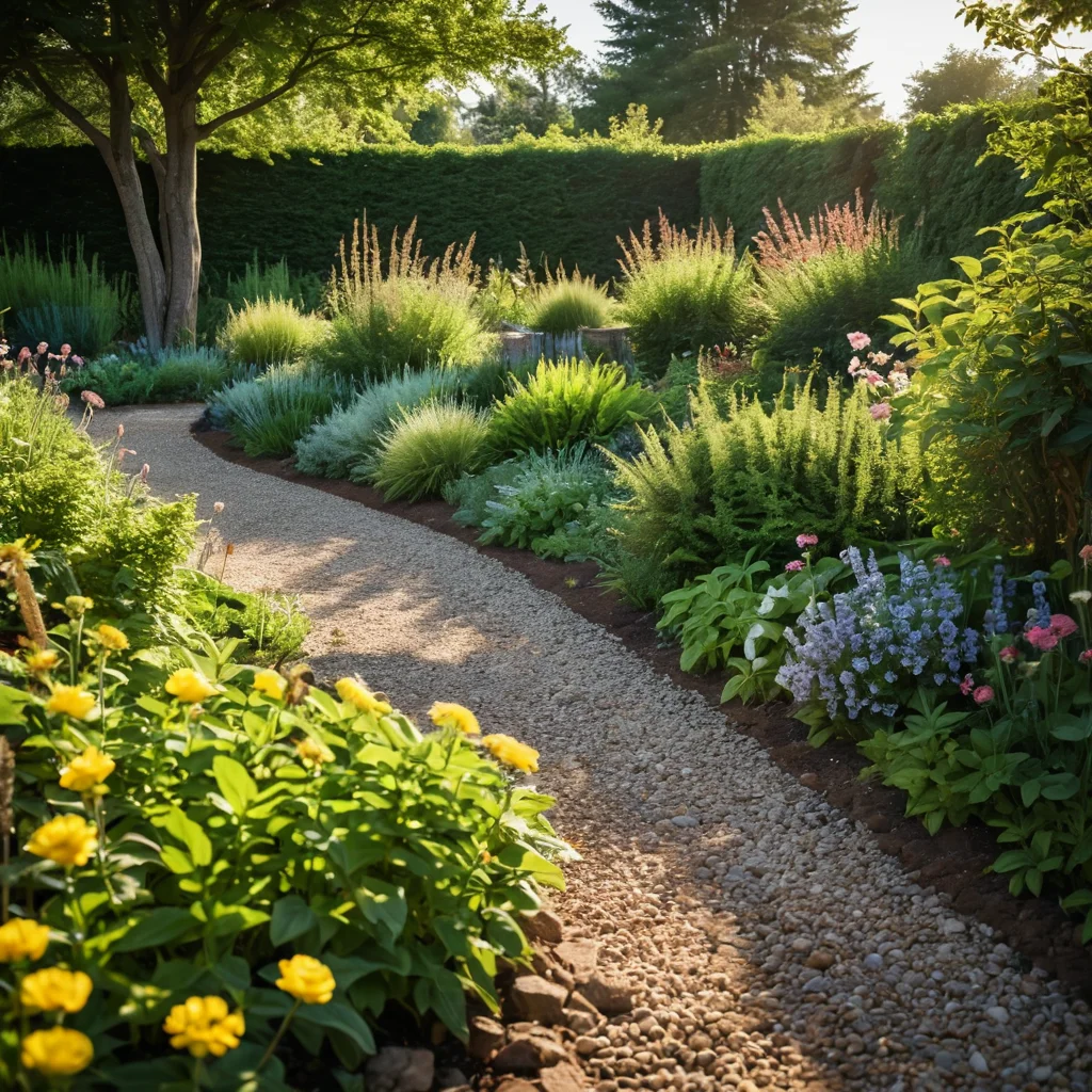 Процесс подготовки участка под партерный газон: копание земли, укладка дренажного слоя и ландшафтной ткани, с садовыми инструментами и планами.